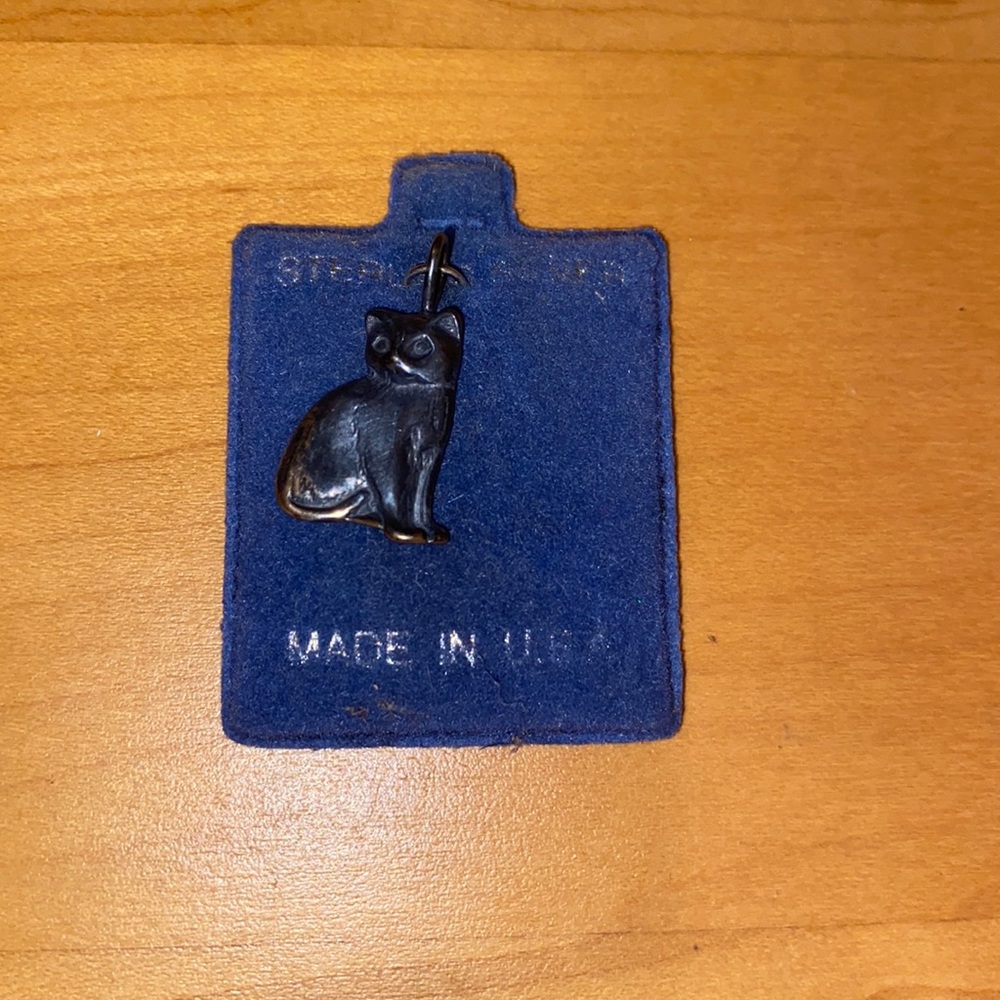 Vintage Sterling Silver new cat charm for bracelet
